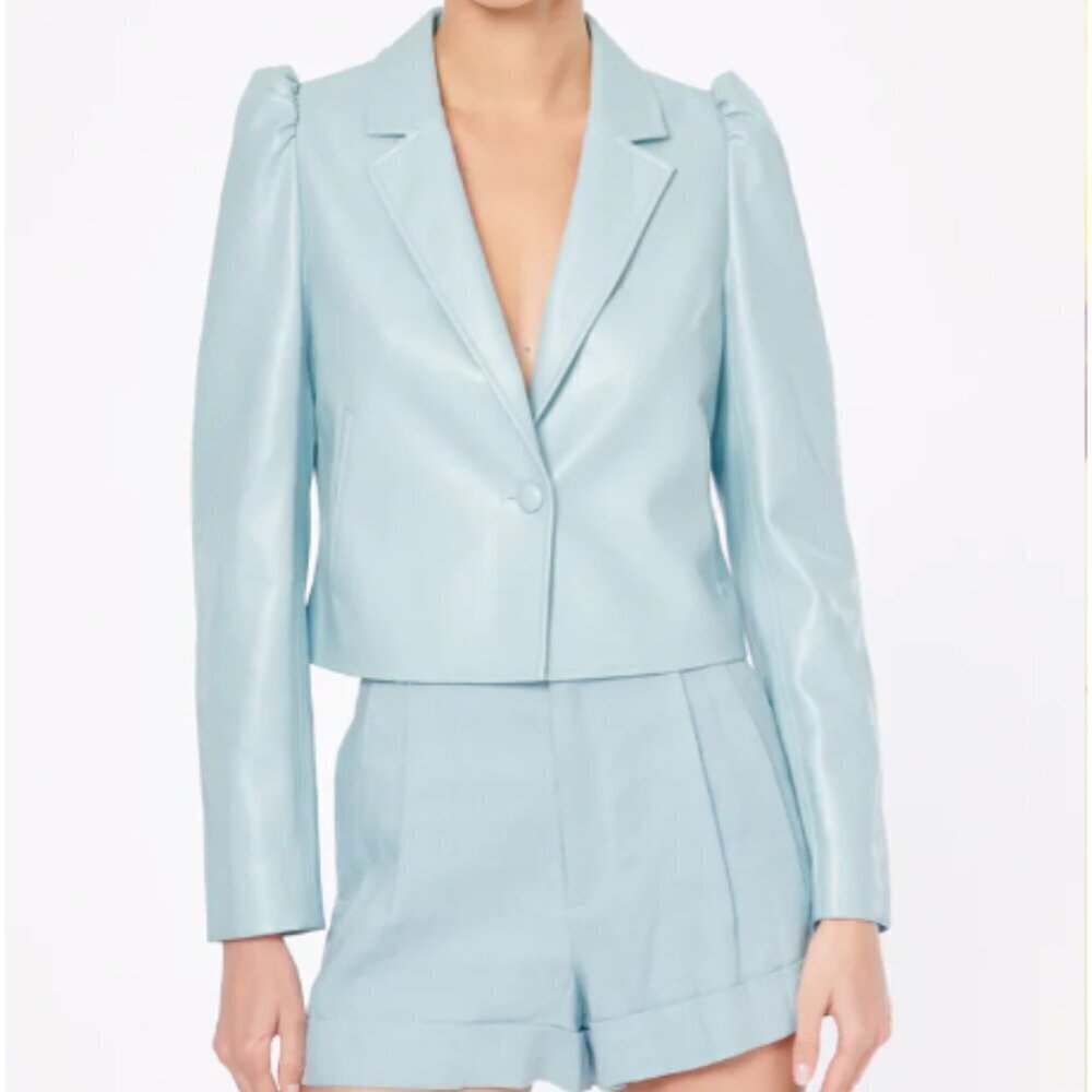 Cami Nyc Aliette Vegan Leather Jacket In Cove‎ Blue sz XS